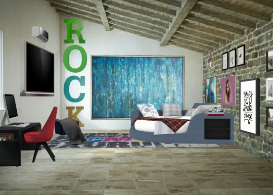 Blue Rock Room Design Rendering