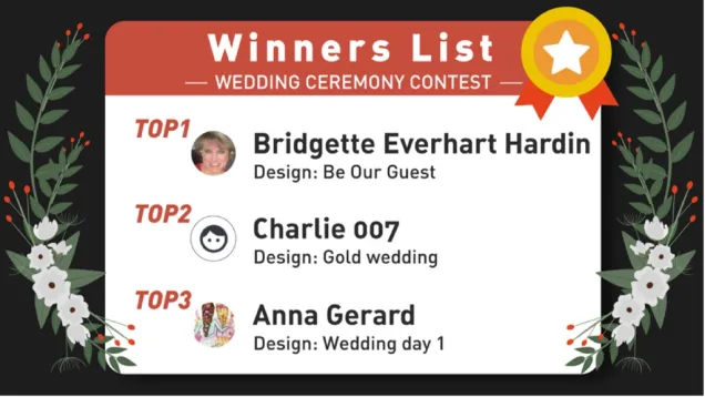Wedding Contest Winners 🥇🥈🥉