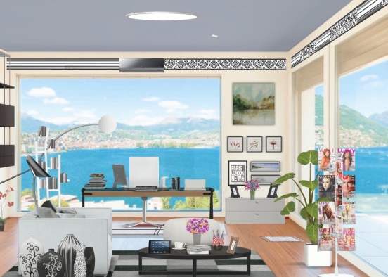 An office with a great coastal view 🏝 for me work place should be designed as comfortable and as beautiful as much because when we love the place we work in it’s easier to get works done to be success 😉😎 Design Rendering