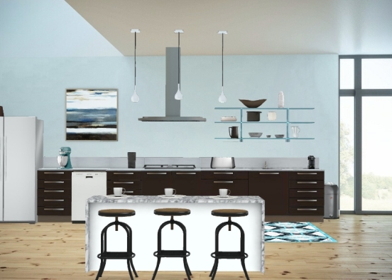 Sleek kitchen Design Rendering