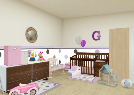 Baby girl's bedroom Design Rendering