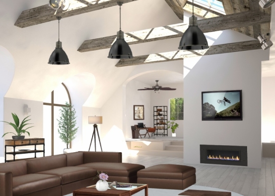 Natural Open concept living room  Design Rendering