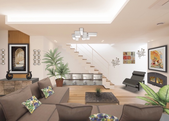 Elegantcozy living room Design Rendering