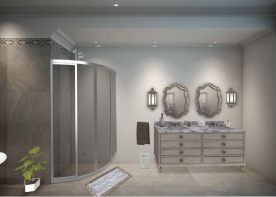 Luxury Grey Bathroom Design Rendering