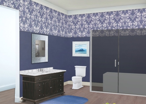 Blue bathroom Design Rendering