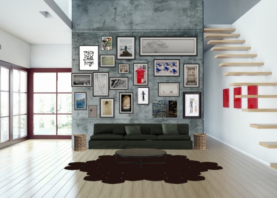 Color Pop Living Room Design Rendering