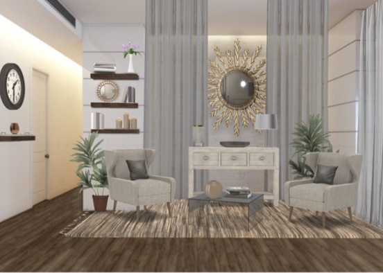 Greyscale Sitting Room Design Rendering