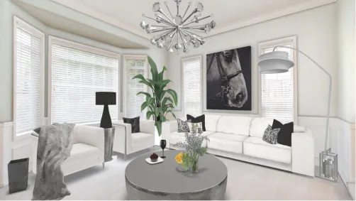 Black and silver simple living room 