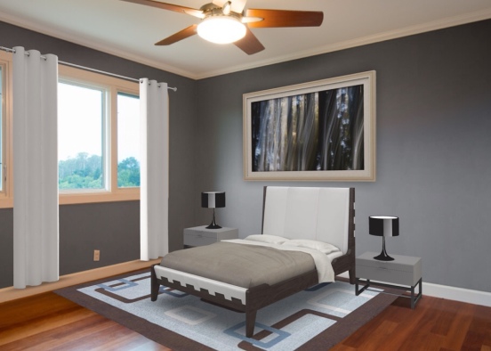 Gray modern bedroom Design Rendering