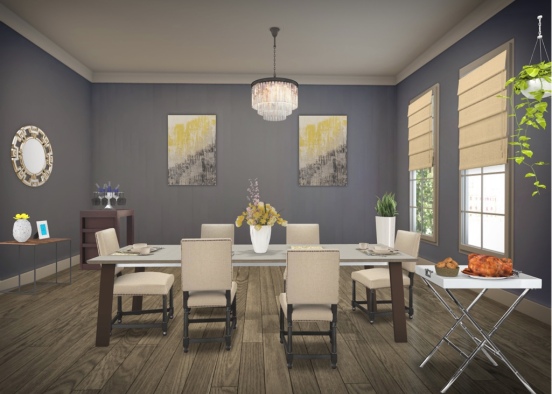 dark tone grey dining room  Design Rendering