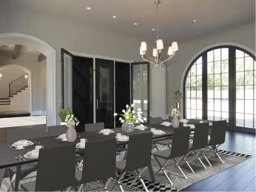 dark wooded dining room