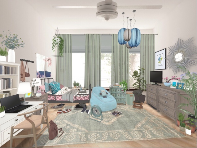 Cluttered Teen Pastel Bedroom