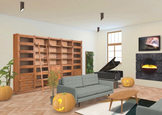 ElliePK Halloween decor living room Design Rendering