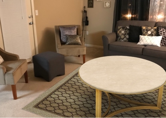 Round white table and rug  Design Rendering