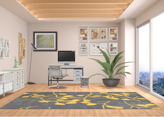 simple, cozy Office  Design Rendering