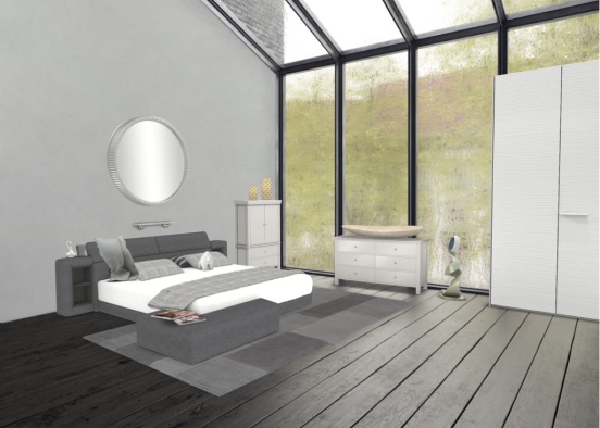Greyscale Bedroom Design Rendering
