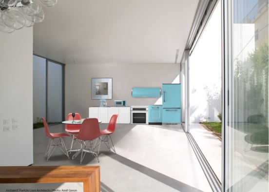Blue retro kitchen Design Rendering