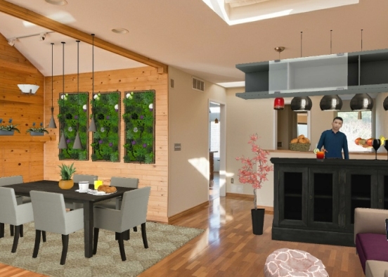 Dinning with Bar counter Design Rendering