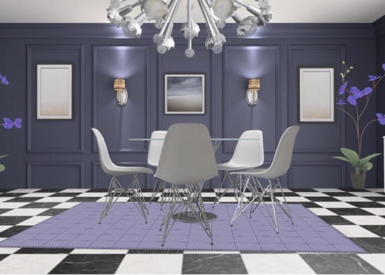 Purple Dining Area Design Rendering