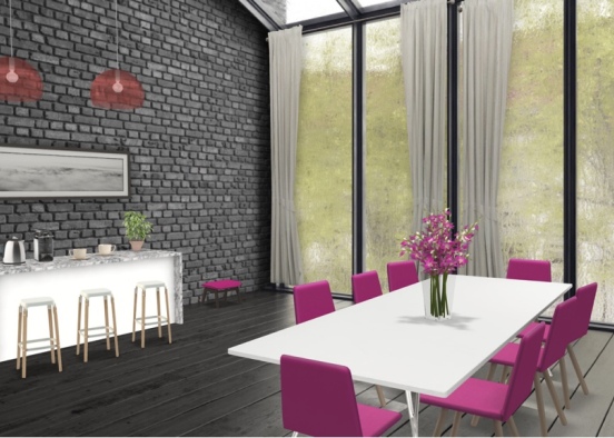 pinkest pink dining room  Design Rendering