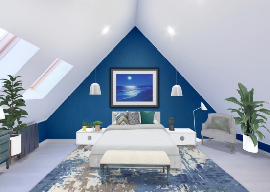 cool blue bedroom  Design Rendering