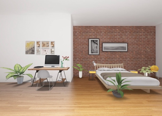 bedroom with office Design Rendering