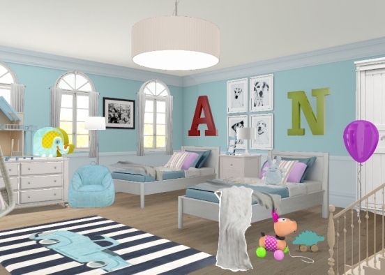 Aria and Noa's bedroom Design Rendering