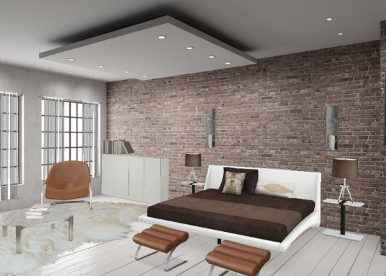 Brown bed room Design Rendering