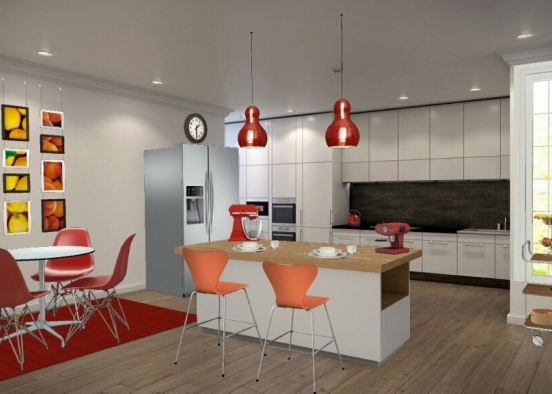 Cozinha vermelha ❤️🍽️ Design Rendering