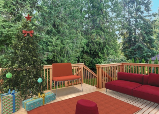 Red outdoor Christmas space  Design Rendering