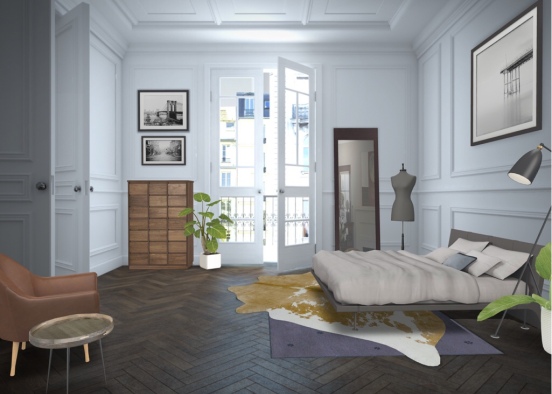 Parisian Bedroom Design Rendering