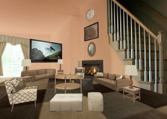 Neutral living room  Design Rendering