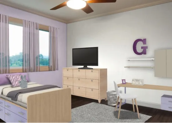 Purple Little girls room Design Rendering