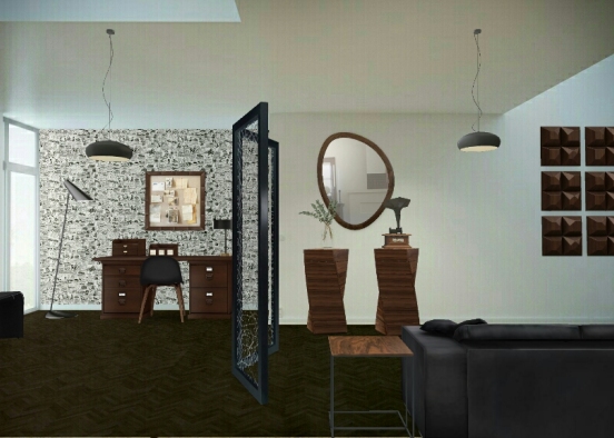 Handsome Living Space Design Rendering