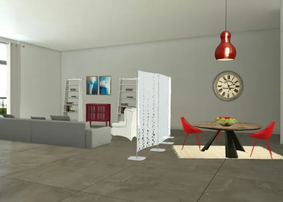 Comedor y sala de estar Design Rendering