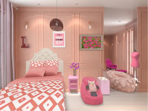 pink bed room for a teen. 