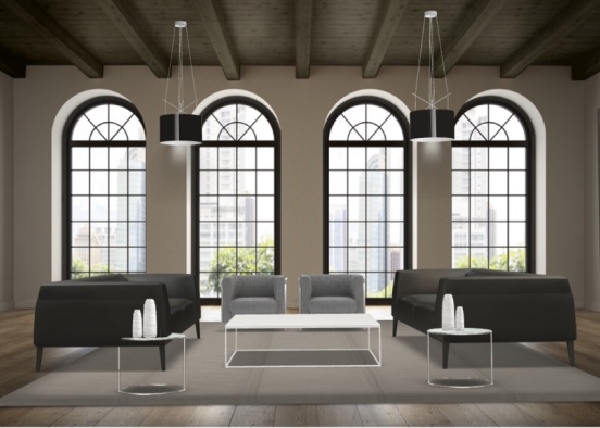 symmetrical living room Design Rendering