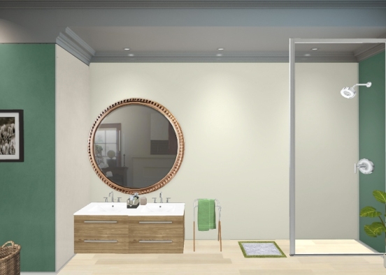 Salle de bain verte Design Rendering