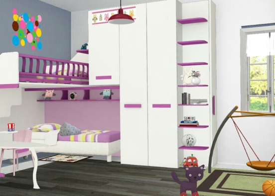 Kids room in comfy pink Design Rendering