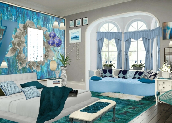Blue bedroom Design Rendering