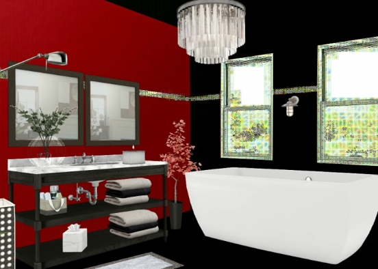 Salle de bain rouge et noir  Design Rendering