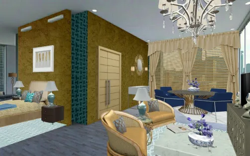 Luxury blue and gold hotel 