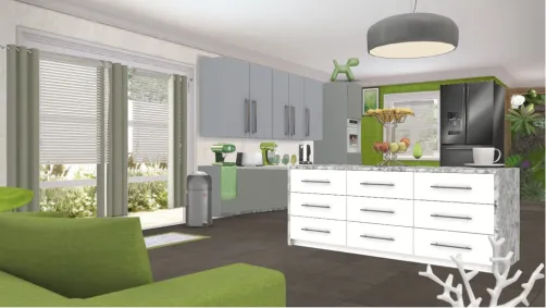 apple green and grey kitchen