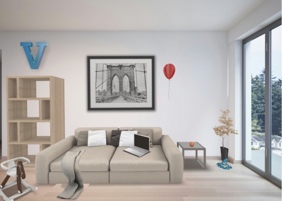 Realistic Living Room Design Rendering