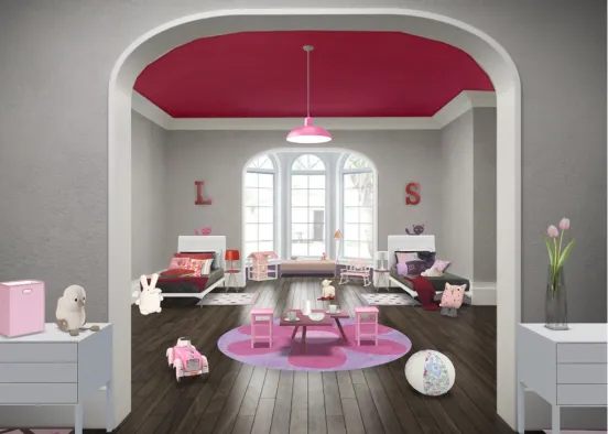 Twins room so girly Design Rendering