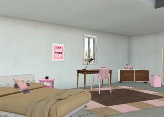 Pink girl  room Design Rendering