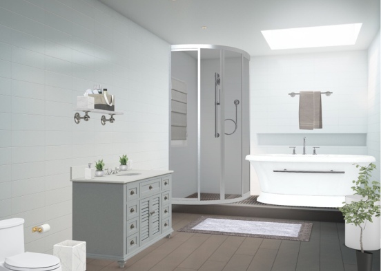 White Marble Bathroom Design Rendering