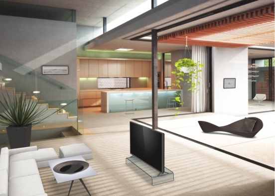 Lounge And Office Design Rendering