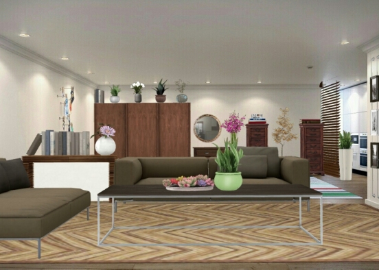 Bedroom + living room + kitchen + bathroom = my small world Design Rendering