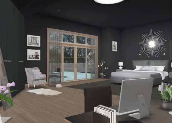 Dark bedroom Design Rendering